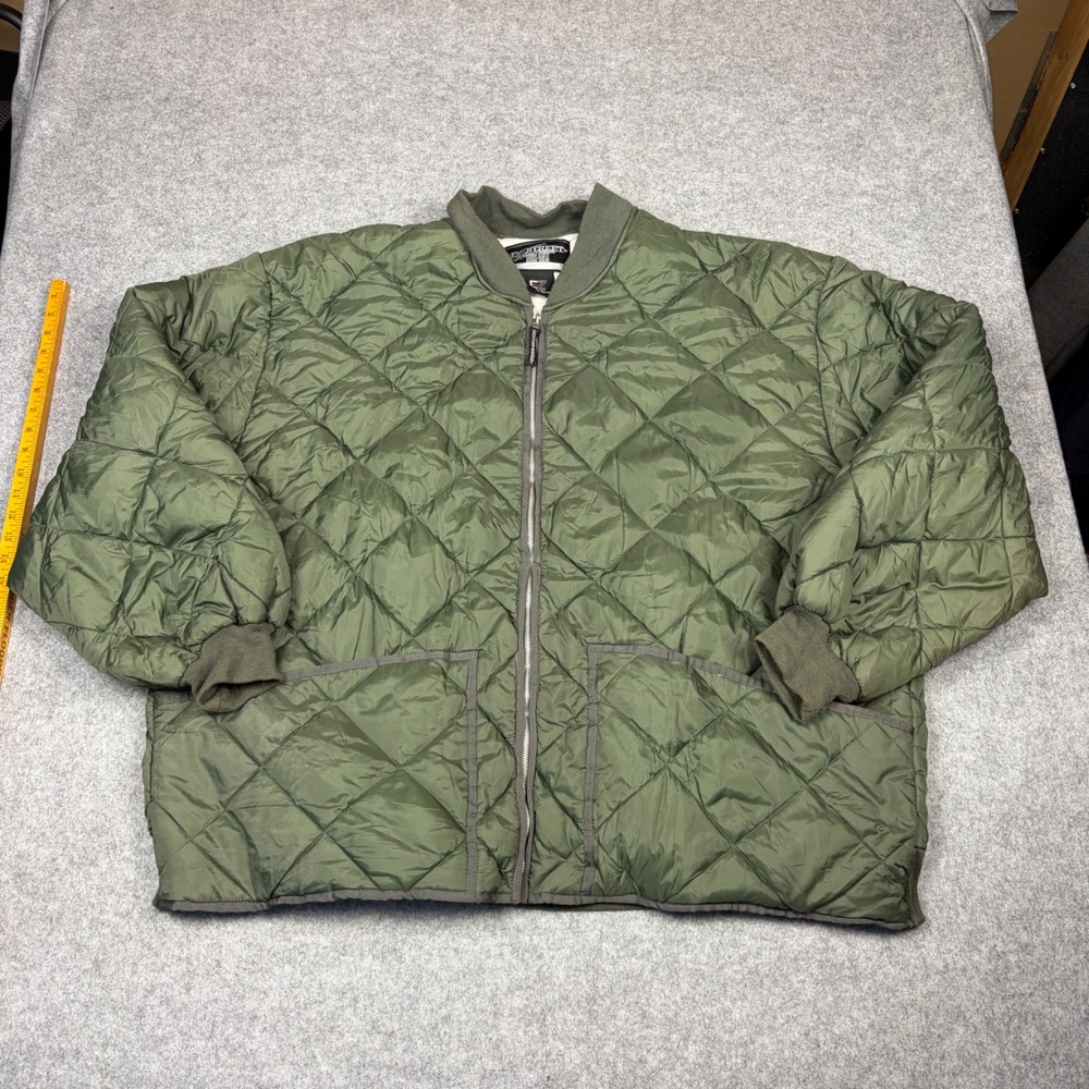 Vintage EZ Street Gear Quilted Bomber Jacket Olive Green Mens 3XL Oversized Zip